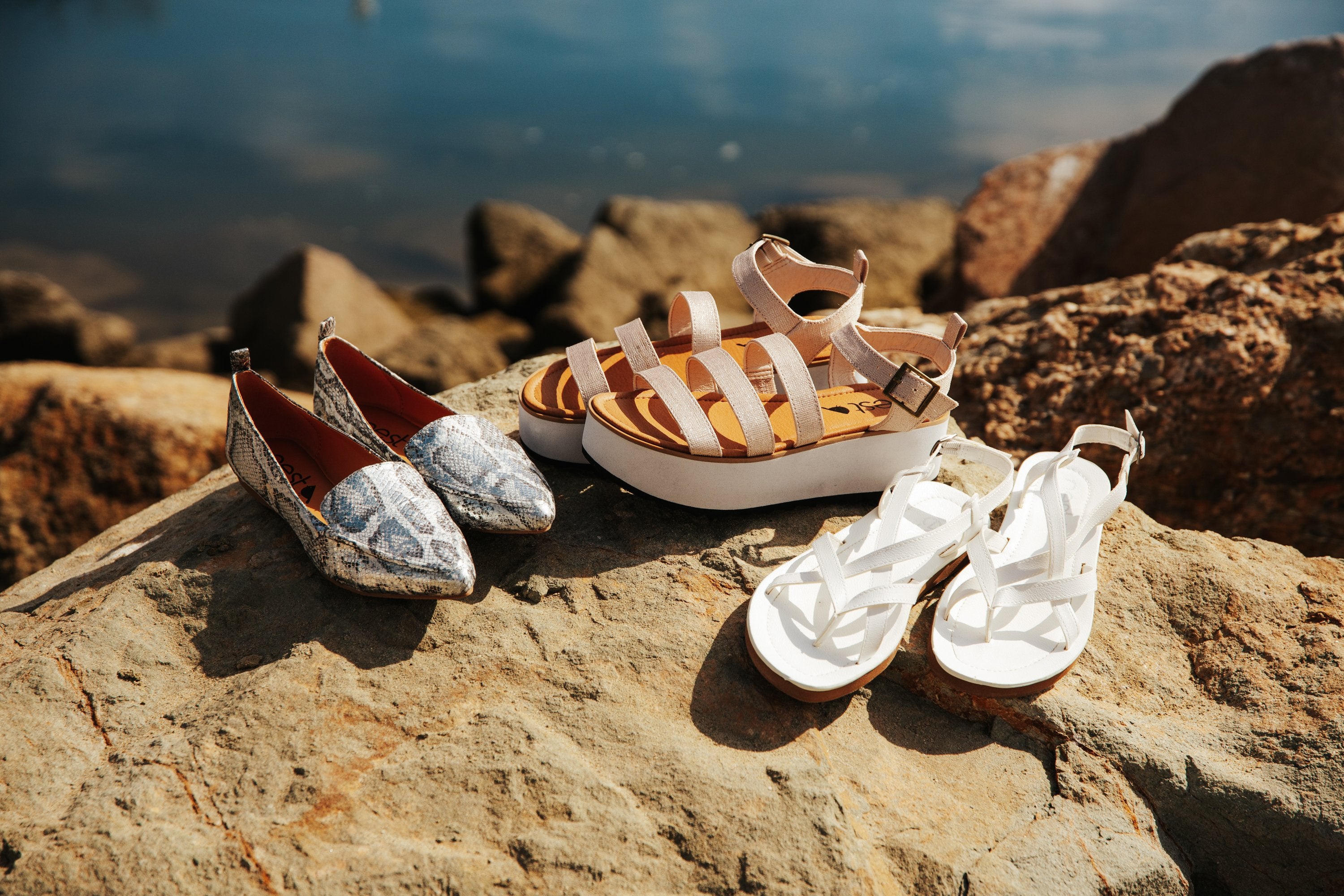 Pear Bernardo Sandal in White